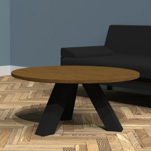 Industrial Circular Coffee Table X-Frame