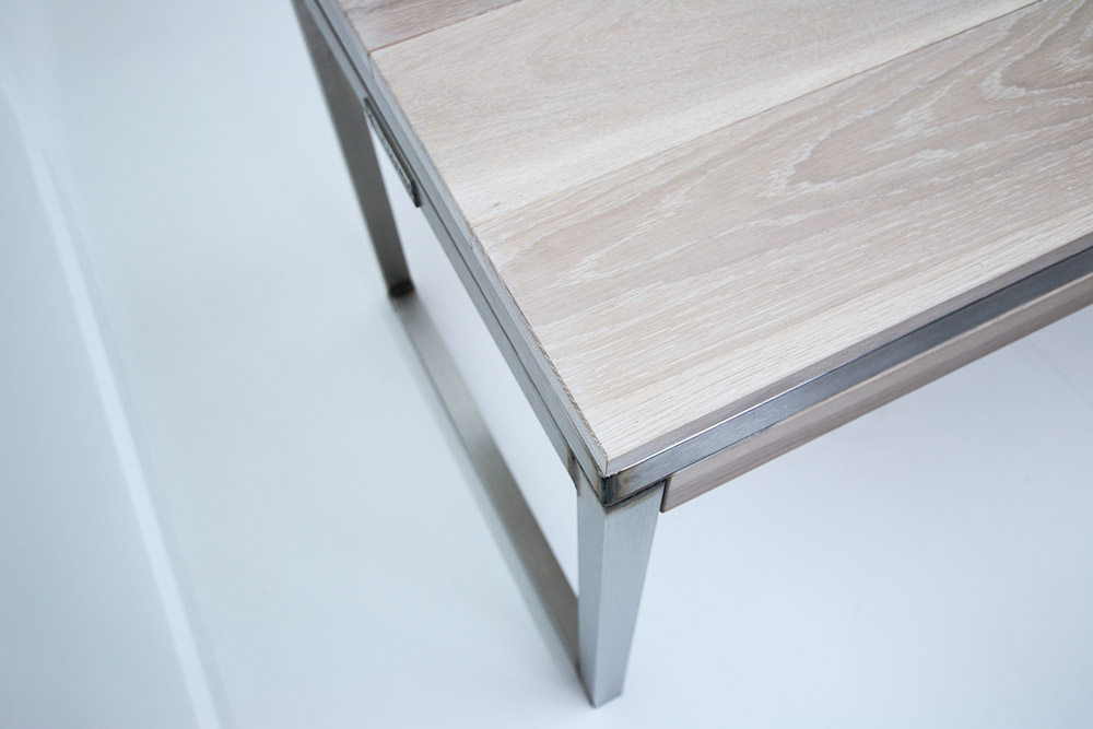 stainless steel white oak industrial desk