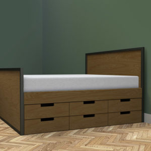 industrial vintage bed with storage