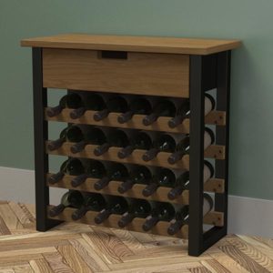 industrial wine rack table with drawer
