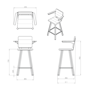 Seating Simple Technicals - Barstool With Arms Upholstered