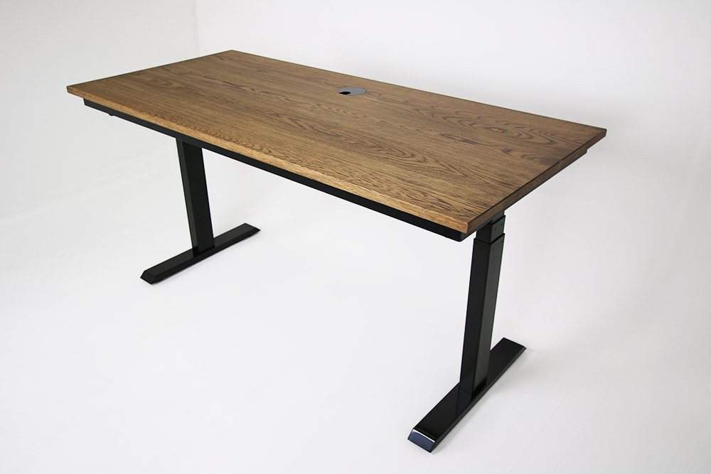 Cassar Industrial Electric Standing Desk Solid Oak Metal Style