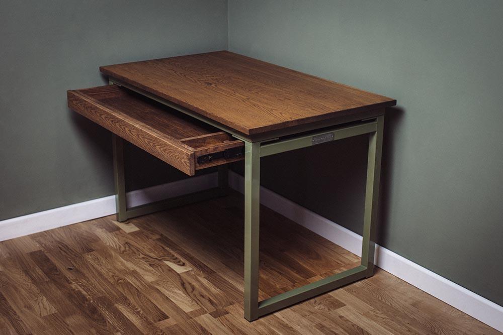 Remington Desk With Full Length Drawer Russell Oak And Steel Ltd